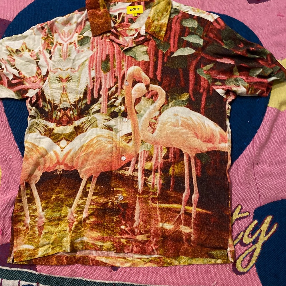 Rare Golf Wang flamingo print button down Size L